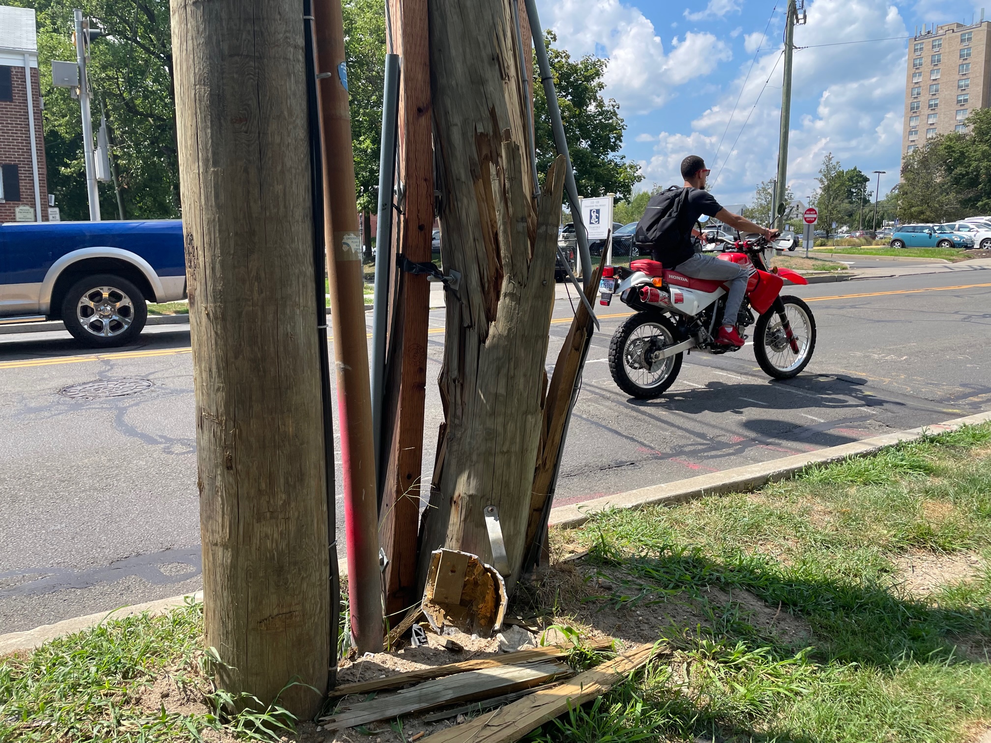 What's the deal with odd-looking fixes to utility poles in Santa Rosa?